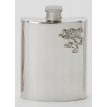 Personalised 6oz Pewter Lion Rampant Badge  Hip Flask